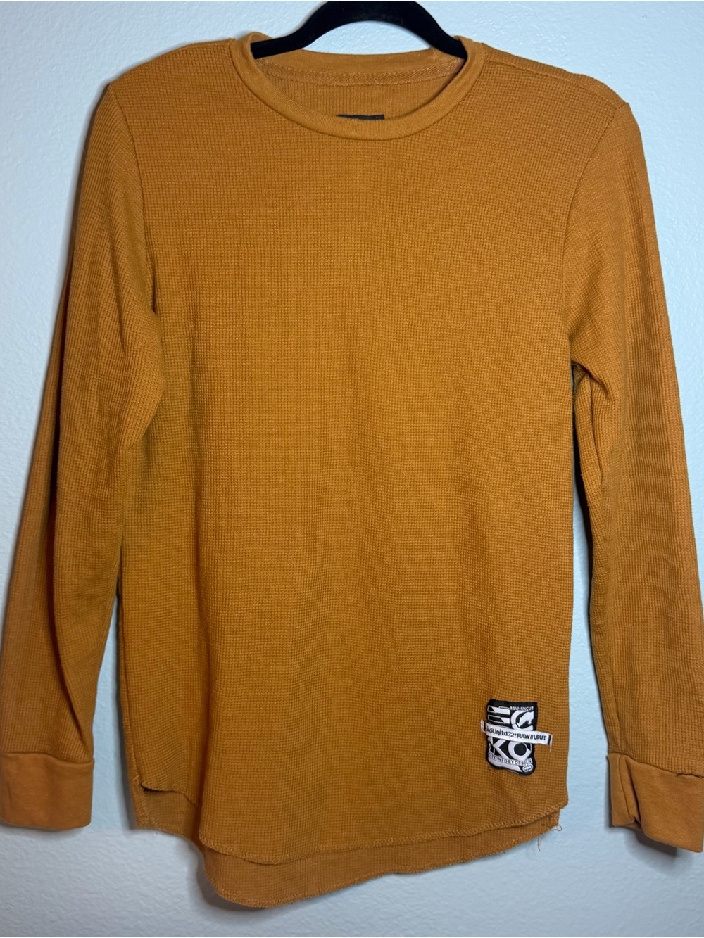 Ecko Unlimited Men's Long Sleeve Waffle Knit Top in Mustard